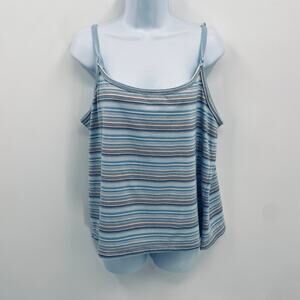 Avenue Stretch Blue Striped Tank Top - Size 18/20